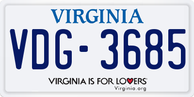 VA license plate VDG3685