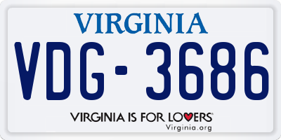 VA license plate VDG3686