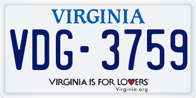 VA license plate VDG3759