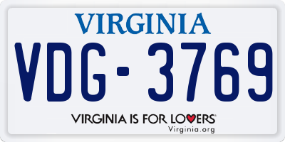 VA license plate VDG3769