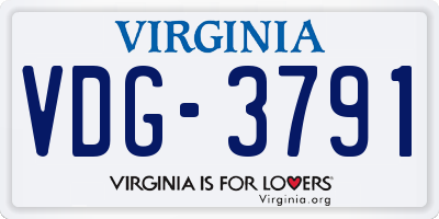 VA license plate VDG3791