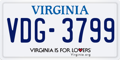 VA license plate VDG3799