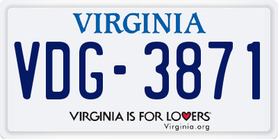 VA license plate VDG3871