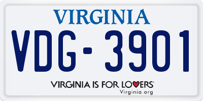 VA license plate VDG3901