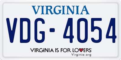 VA license plate VDG4054