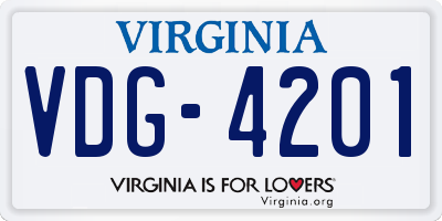VA license plate VDG4201