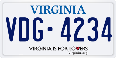 VA license plate VDG4234