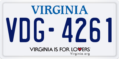 VA license plate VDG4261