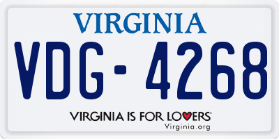 VA license plate VDG4268