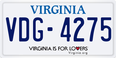 VA license plate VDG4275