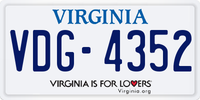 VA license plate VDG4352