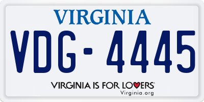 VA license plate VDG4445