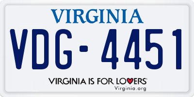 VA license plate VDG4451