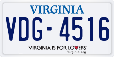 VA license plate VDG4516