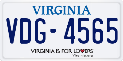 VA license plate VDG4565