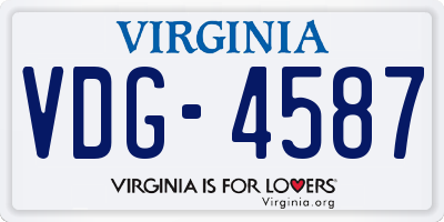 VA license plate VDG4587