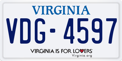VA license plate VDG4597