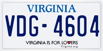 VA license plate VDG4604