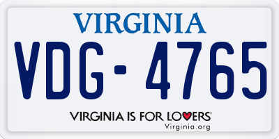 VA license plate VDG4765