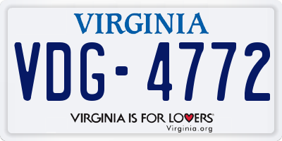 VA license plate VDG4772