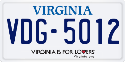 VA license plate VDG5012