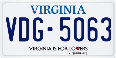 VA license plate VDG5063
