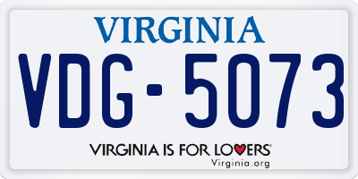 VA license plate VDG5073
