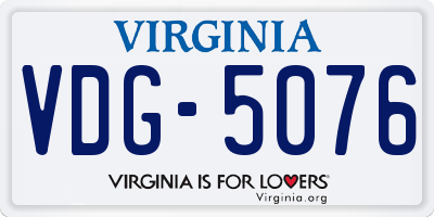 VA license plate VDG5076