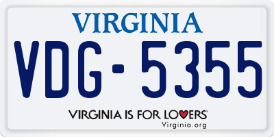VA license plate VDG5355