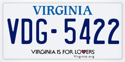 VA license plate VDG5422