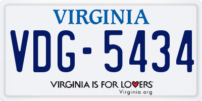 VA license plate VDG5434