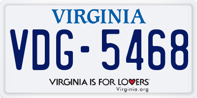 VA license plate VDG5468