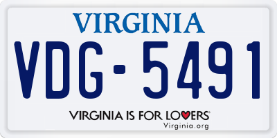 VA license plate VDG5491