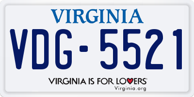 VA license plate VDG5521