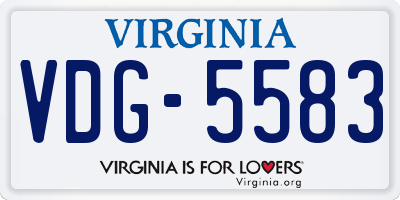 VA license plate VDG5583
