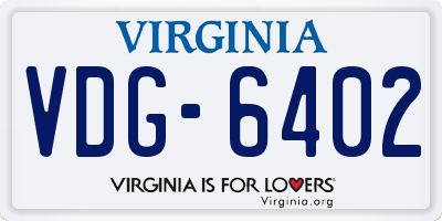 VA license plate VDG6402