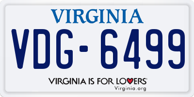 VA license plate VDG6499