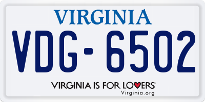 VA license plate VDG6502