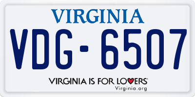 VA license plate VDG6507
