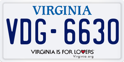 VA license plate VDG6630