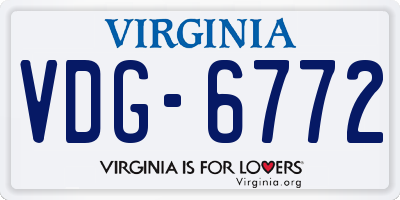 VA license plate VDG6772