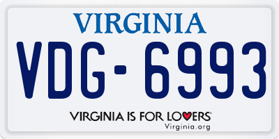 VA license plate VDG6993