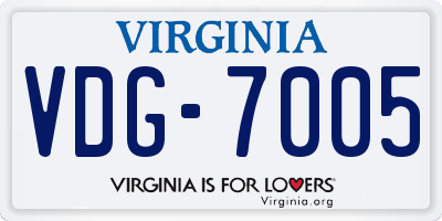 VA license plate VDG7005