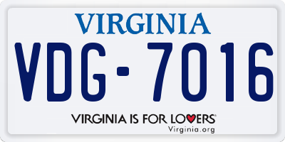 VA license plate VDG7016
