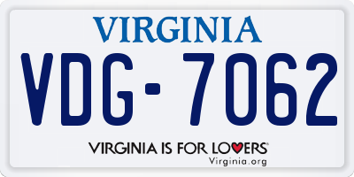 VA license plate VDG7062