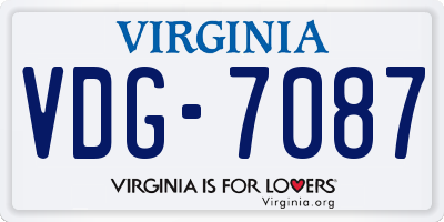 VA license plate VDG7087