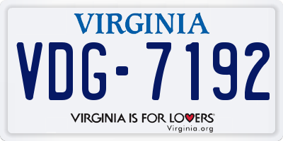 VA license plate VDG7192