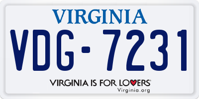 VA license plate VDG7231
