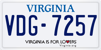 VA license plate VDG7257