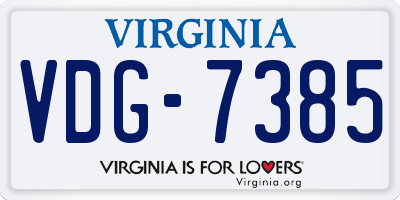 VA license plate VDG7385